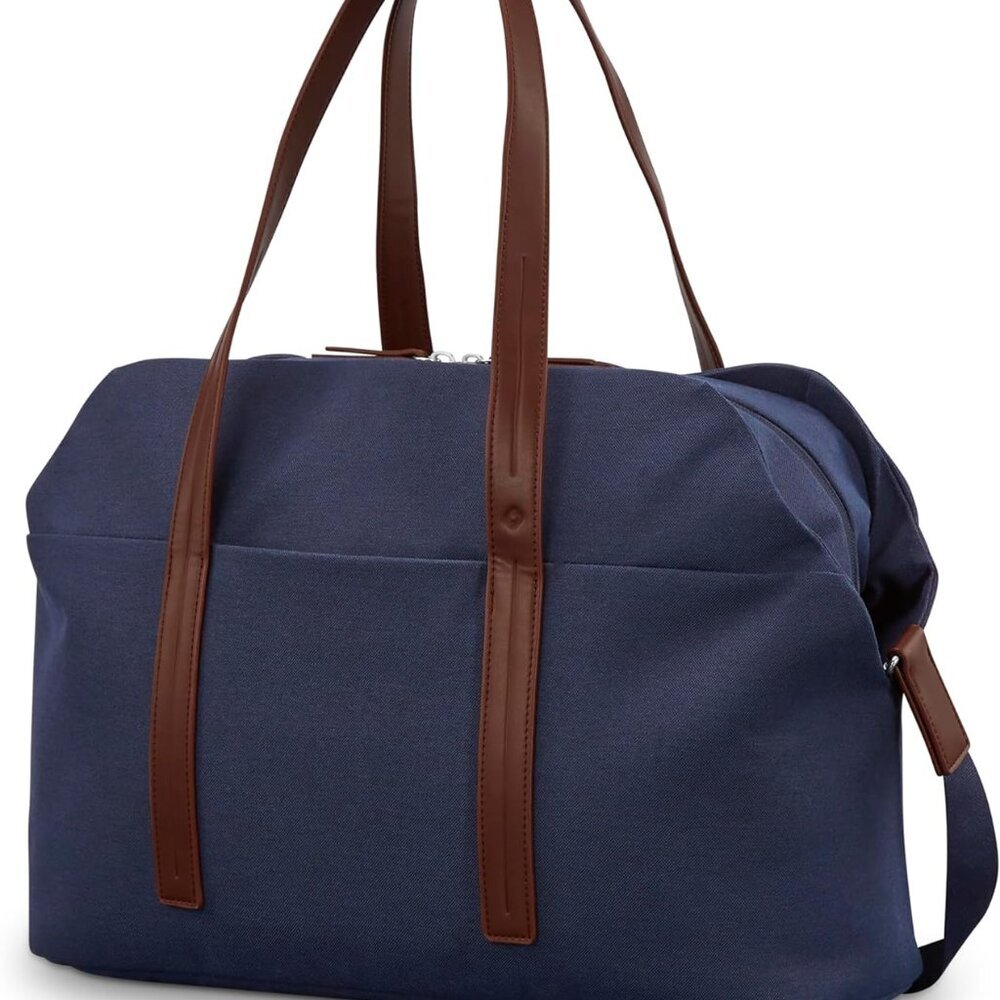 Virtuosa Weekender Duffel Overnight Bag with Laptop Computer Sleeve, Navy